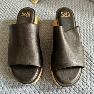 Sofft Black Leather Mules